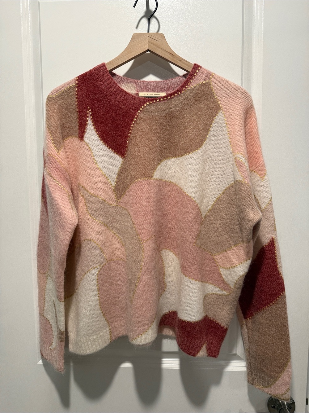 Sezane Hollie Jumper Pink Foliage Print - Size XL